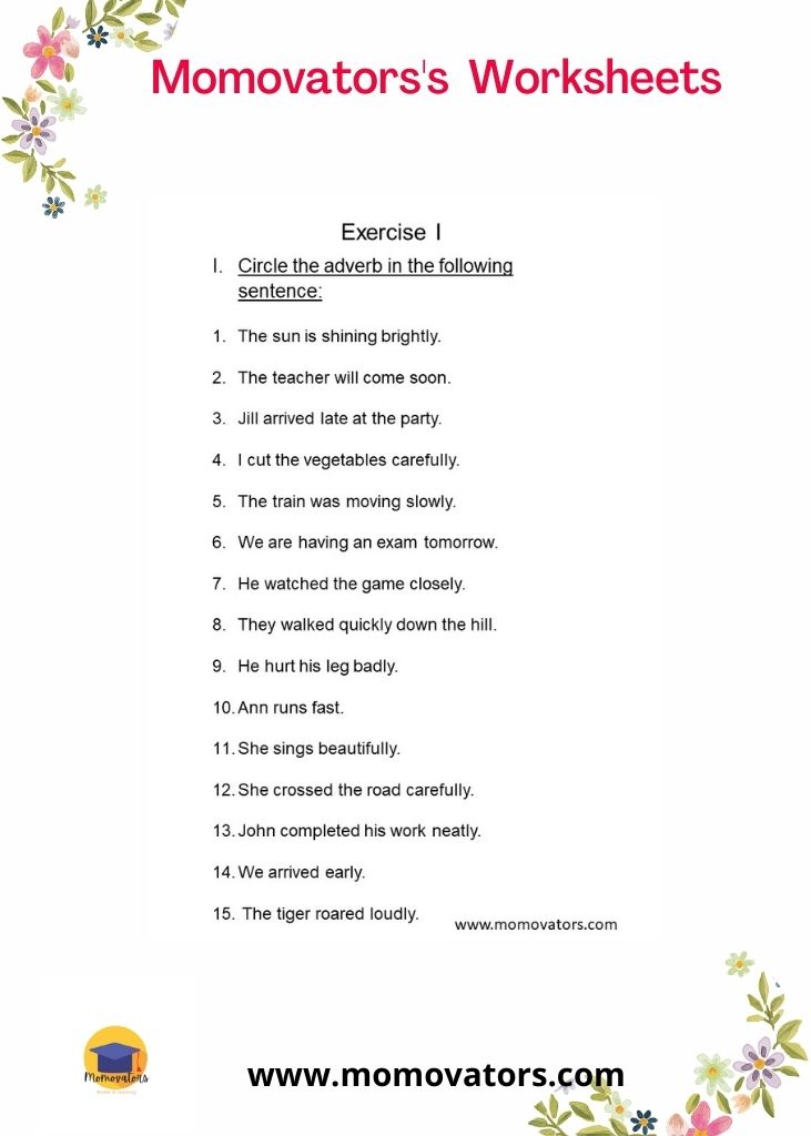 Adverb Worksheets For Class 3